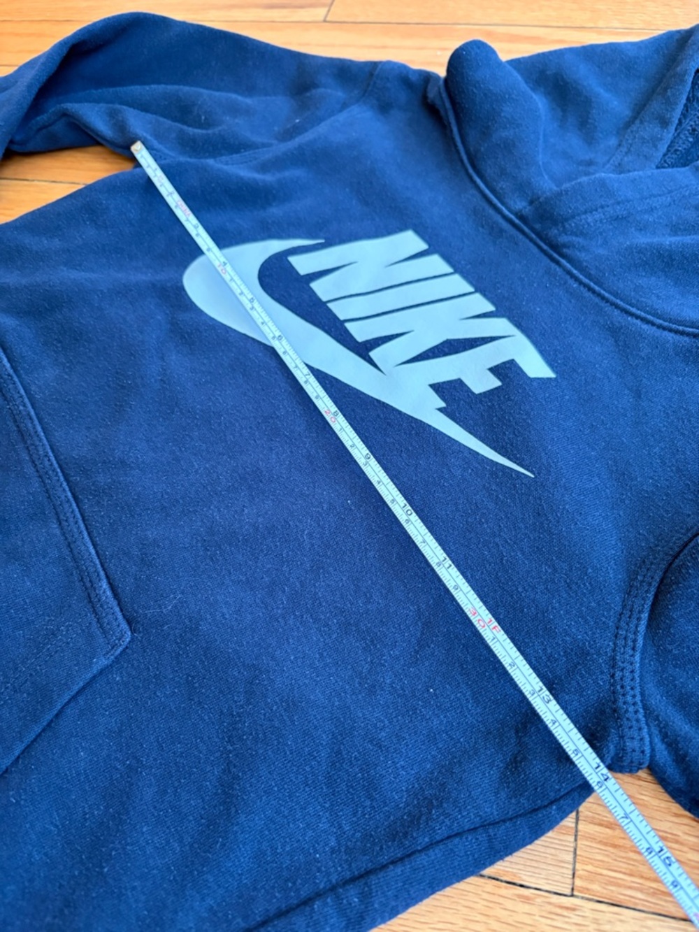 Nike Kids Navy Hoodie with Light Blue Logo Size 7 or L - Picture 3 of 5